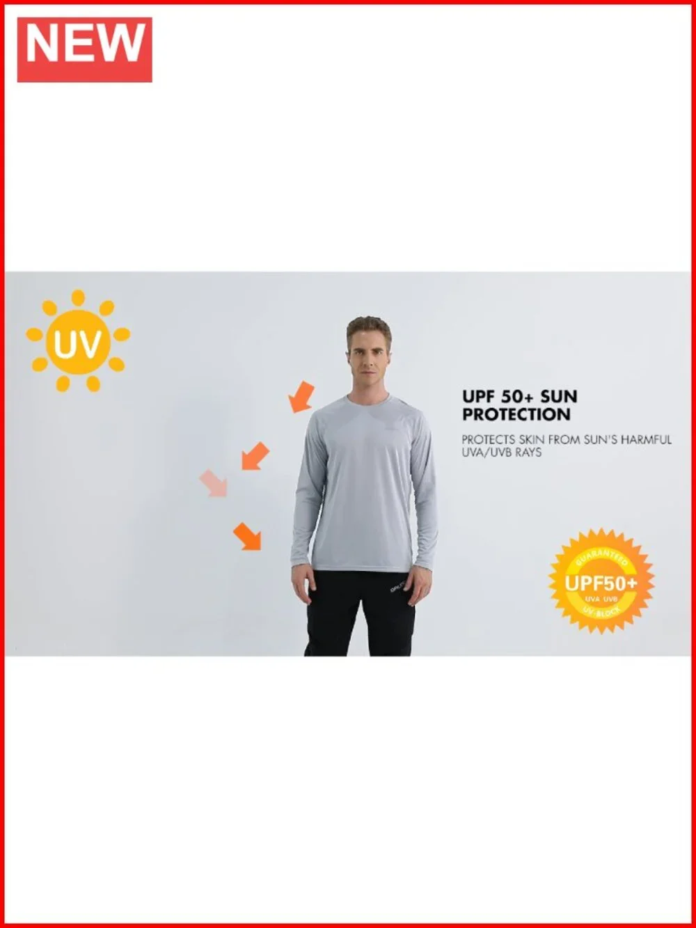 Men's UPF 50+ Long Sleeve Rash Guard Quick Dry 4-Way Stretch UV Protection